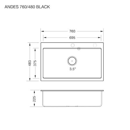อ่างล้างจานหินแกรนิต EVE ANDES 760/480 BLACK แถม AZTAC II BLACK_5